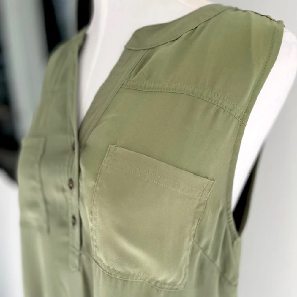 Adrienne Vittadini Olive Green Sleeves Shirt Dress - Picture 3 of 5